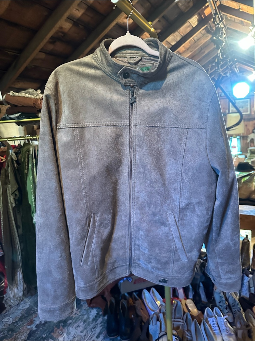 Armani Collezioni Men's Gray Suede Bomber Jacket